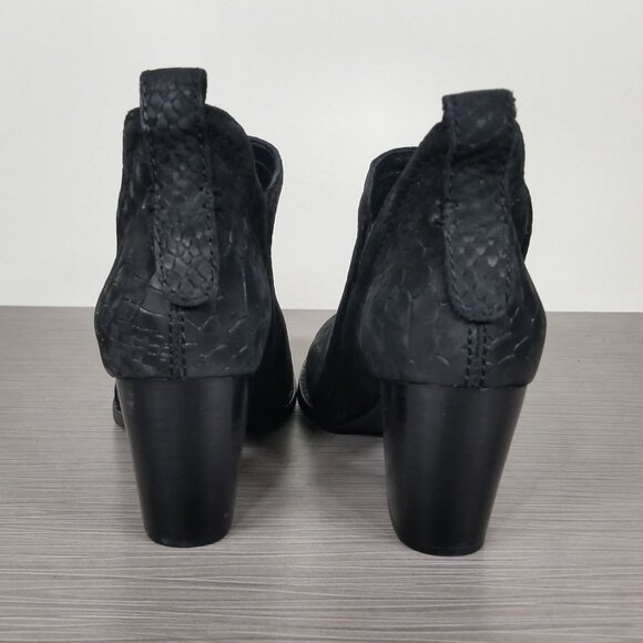 Jeffrey Campbell Rowlan Snakeskin Embossed Bootie, Black Leather, Womens Size 7 - Picture 5 of 11